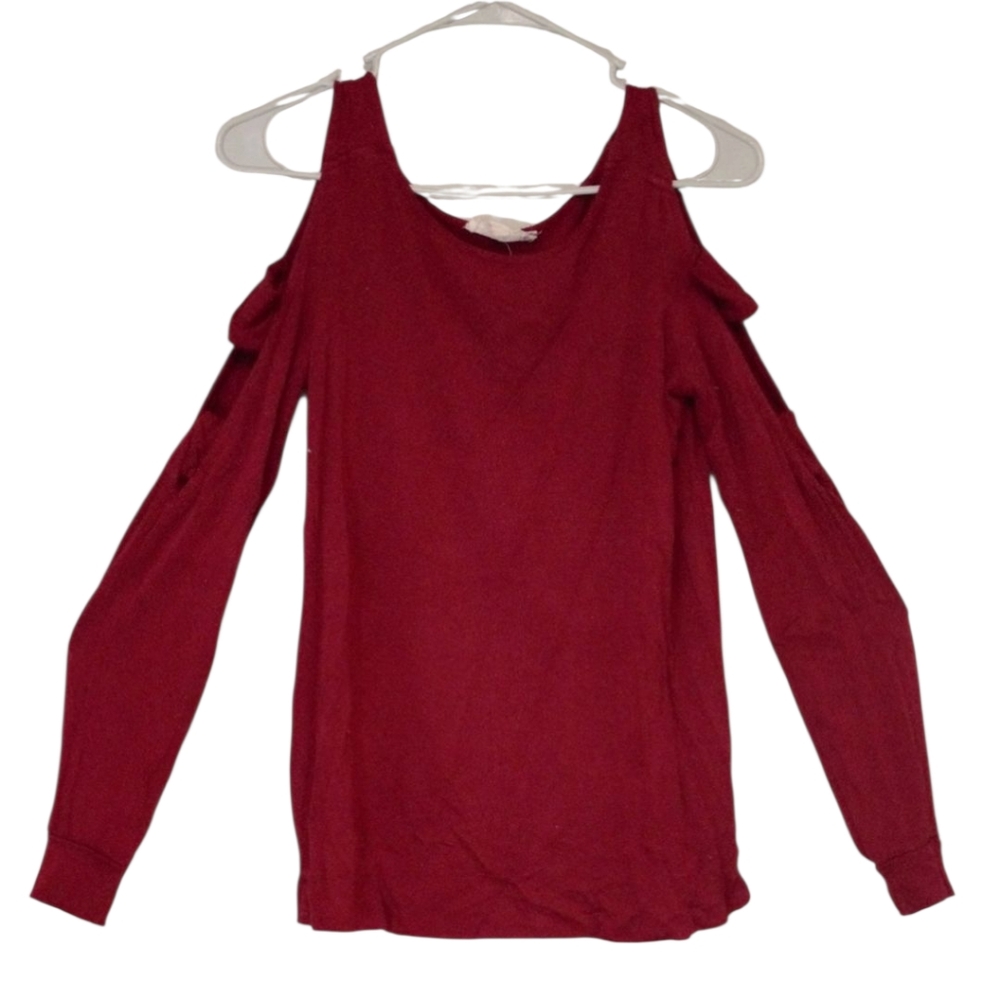 Pink Republic Burgundy Long Sleeve With Cut Out Design Sleeves
